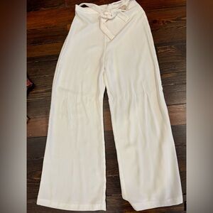 Amanda Uprichard Cream Wide Leg Pants, Size S